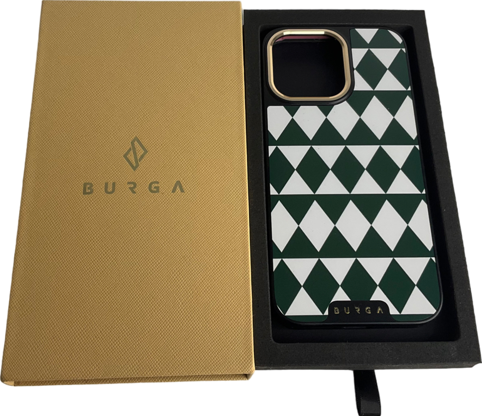 Burga Green And White Triangle Pattern Iphone Pro Max Case