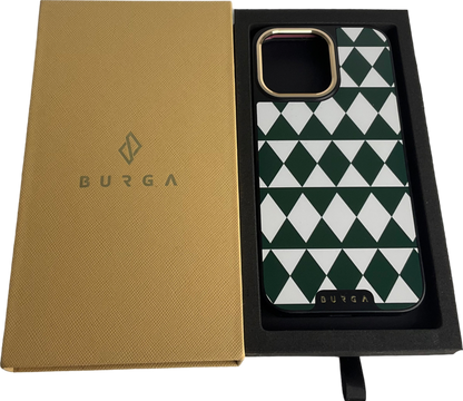 Burga Green And White Triangle Pattern Iphone Pro Max Case