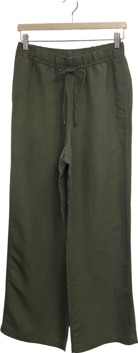 H&M Green Linen Blend Pull On Trousers UK S