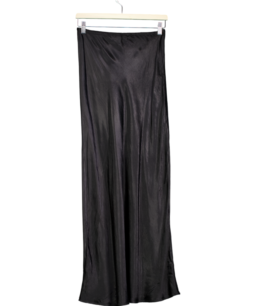 Topshop Black Satin Maxi Skirt UK 8