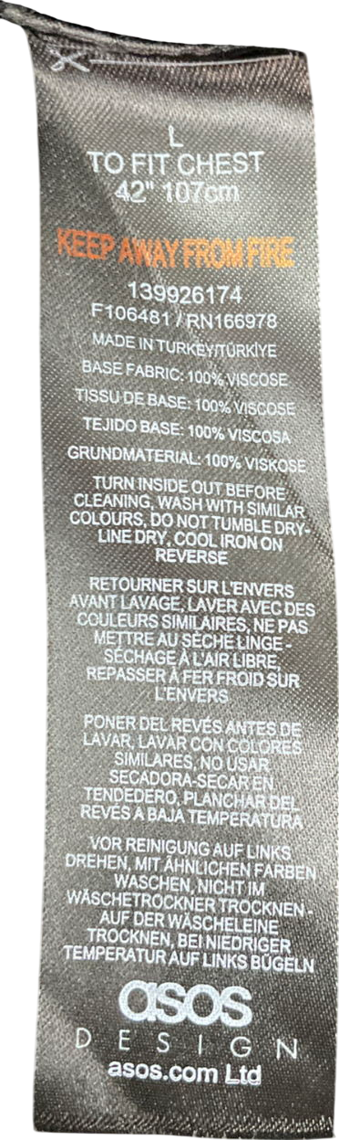 ASOS Wrap Shirt In Black Satin UK L