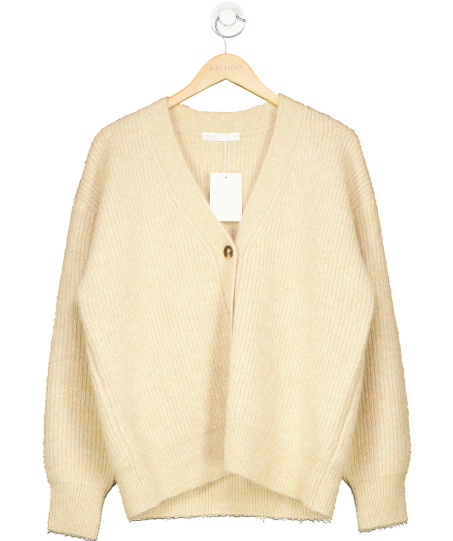 Oak + Fort Beige Wool Blend Oversized Cardigan UK S
