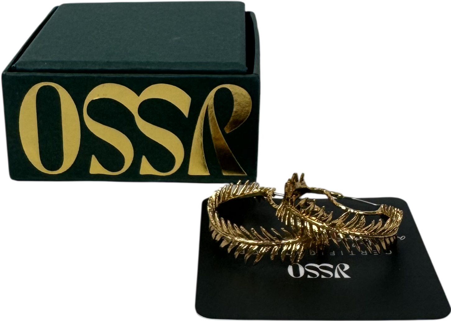 OSSR Metallic Feather Hoop Earrings One Size