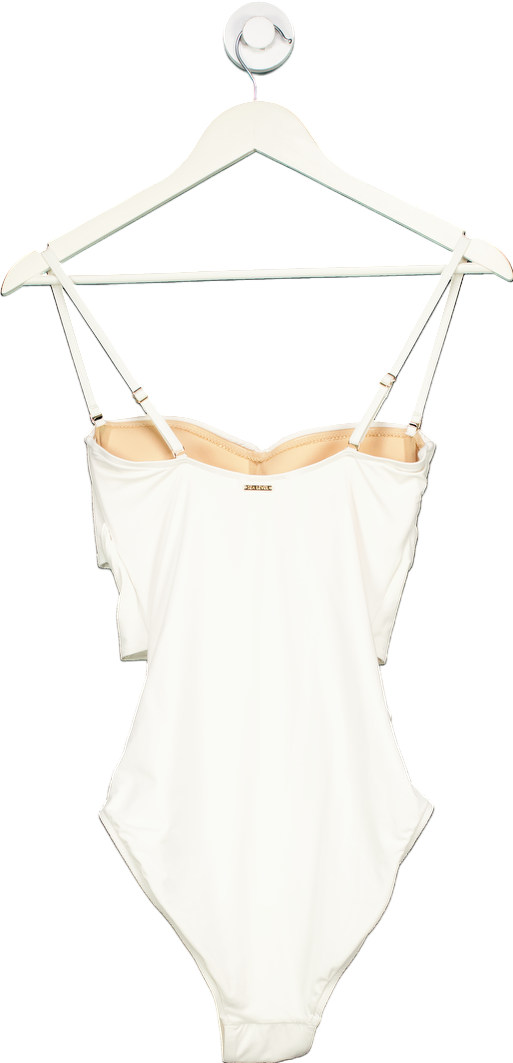 Sea Level Swim Casa Del Mar Flower Bandeau Swimsuit - Coconut UK 10