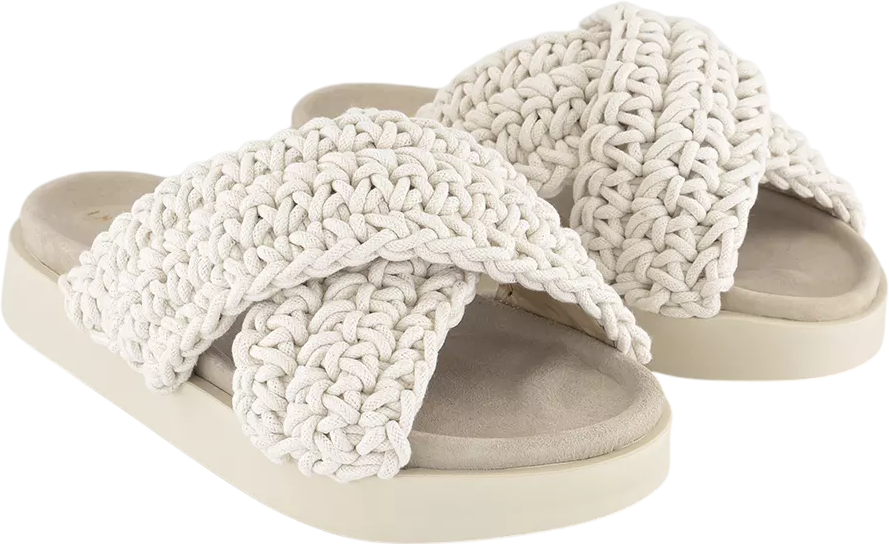 INUIKII Cream Woven Slide Sandals With Soft Leather Footbed. UK 4 EU 37 👠