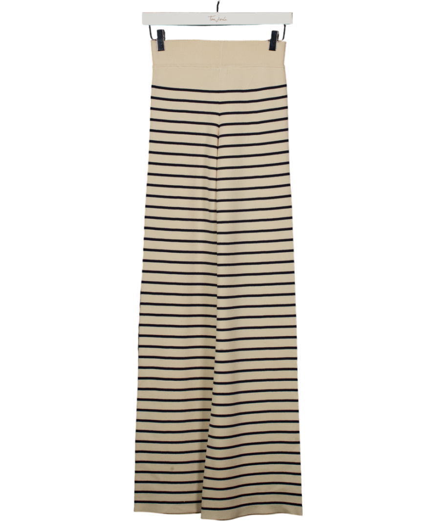 PRETTY LAVISH Cream /black  Hattie Stripe-print Ribbed-knit Trousers UK XS