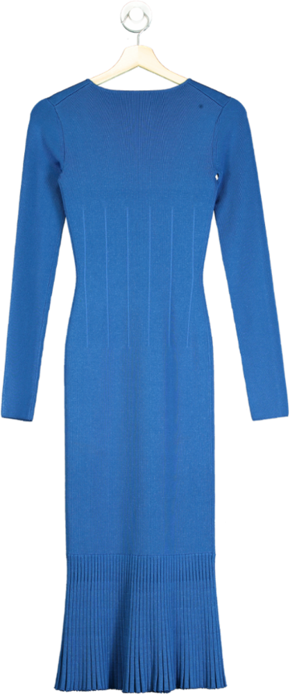 Galvan London Blue Ribbed Knit Dress UK 12