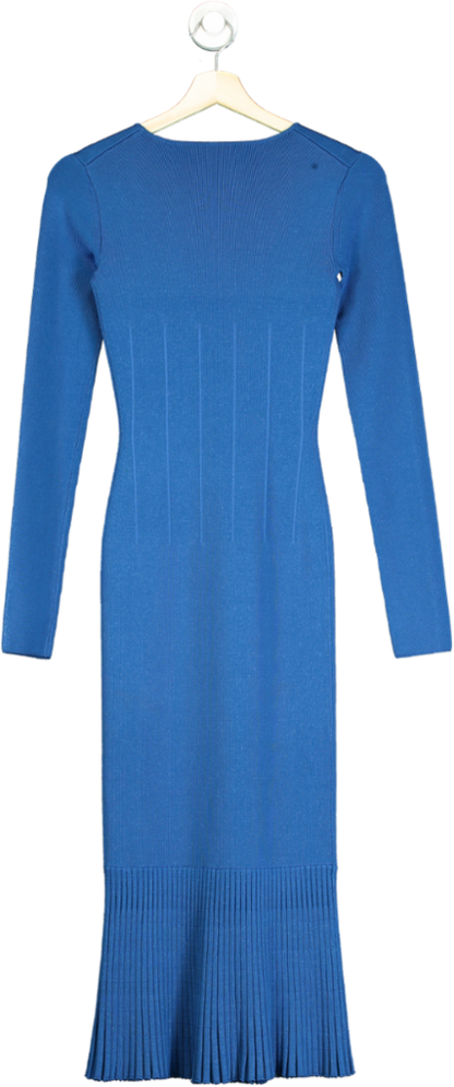 Galvan London Blue Ribbed Knit Dress UK 12