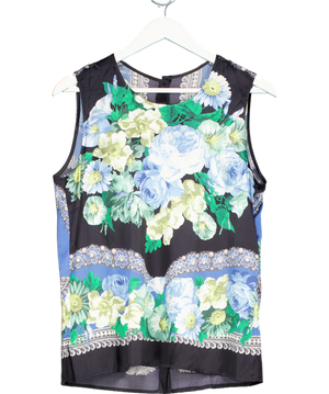 Dolce & Gabbana Black Silk Blend Floral Top UK 14