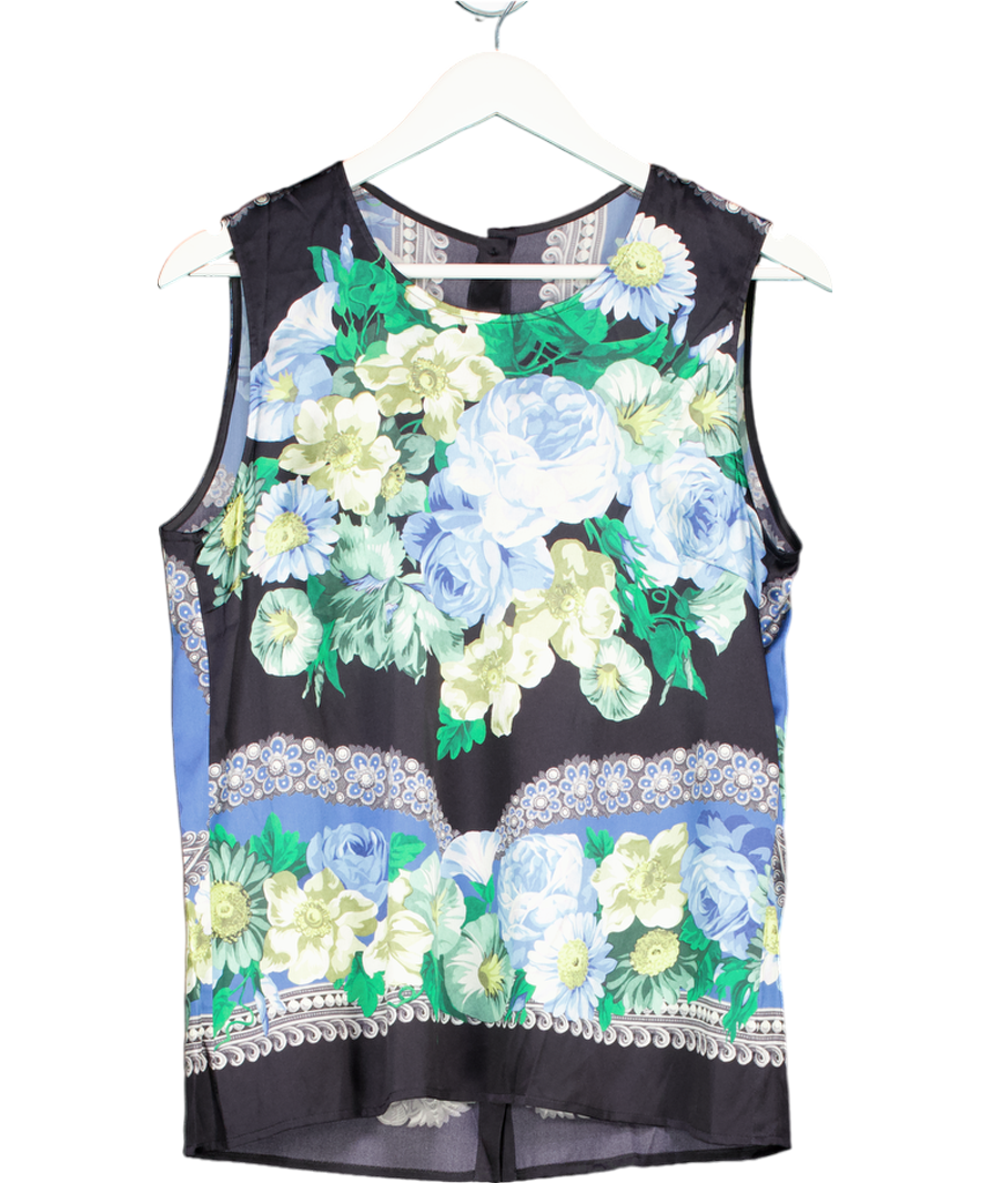Dolce & Gabbana Black Silk Blend Floral Top UK 14