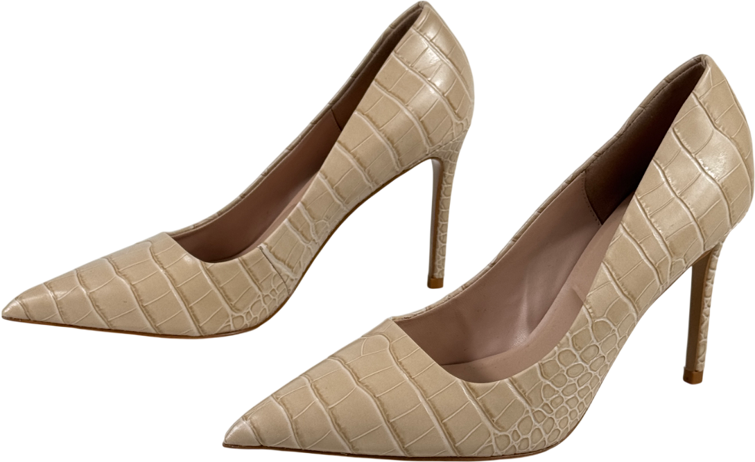 DUNE Nude Assured Beige Embossed Leather High Heel Shoes UK 6 EU 39 👠