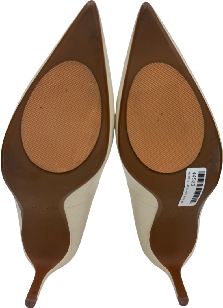 M&S Cream Stiletto Heel Pointed Court Shoes UK 8 EU 41 👠