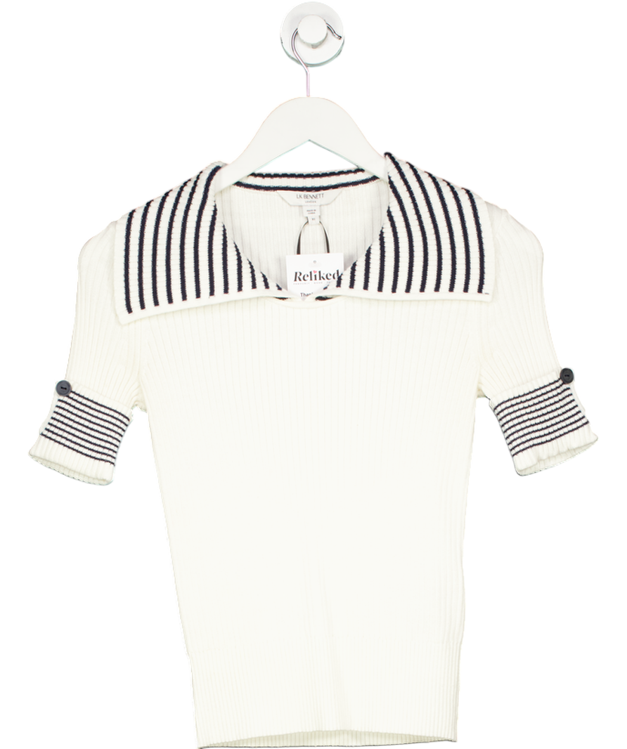 LK Bennett Cream Stripe Cotton Knitted Top UK XS