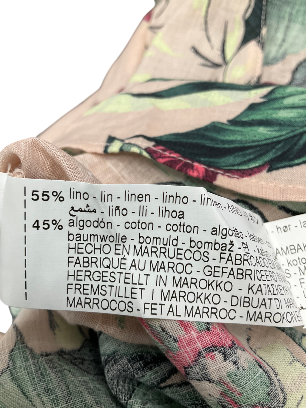 ZARA Pink Tropical Print Linen Blend Top UK M