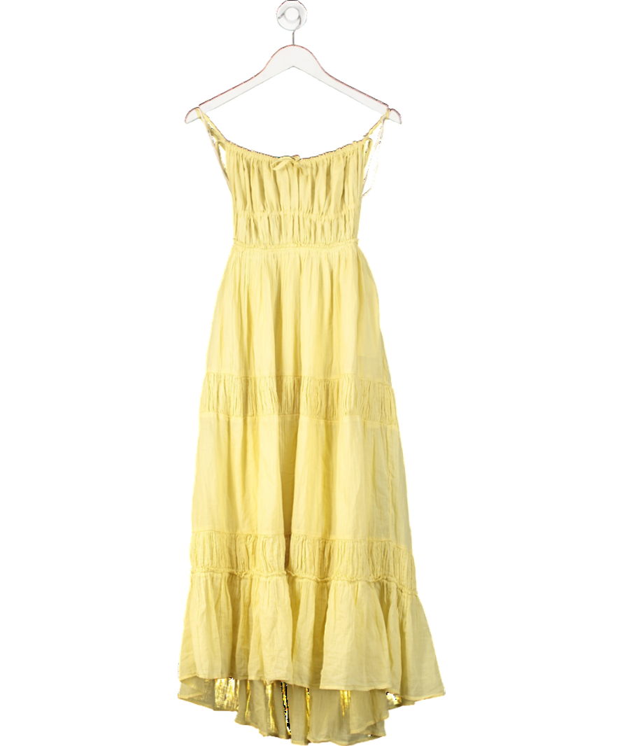 Free People Yellow Lemongrass Taking Sides Maxi Dress UK S