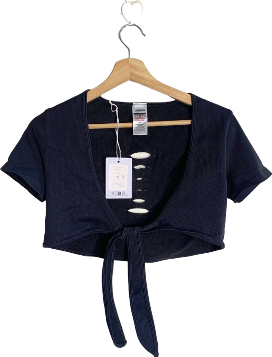 Gymshark Black Gains Seamless Fitted Crop Top S