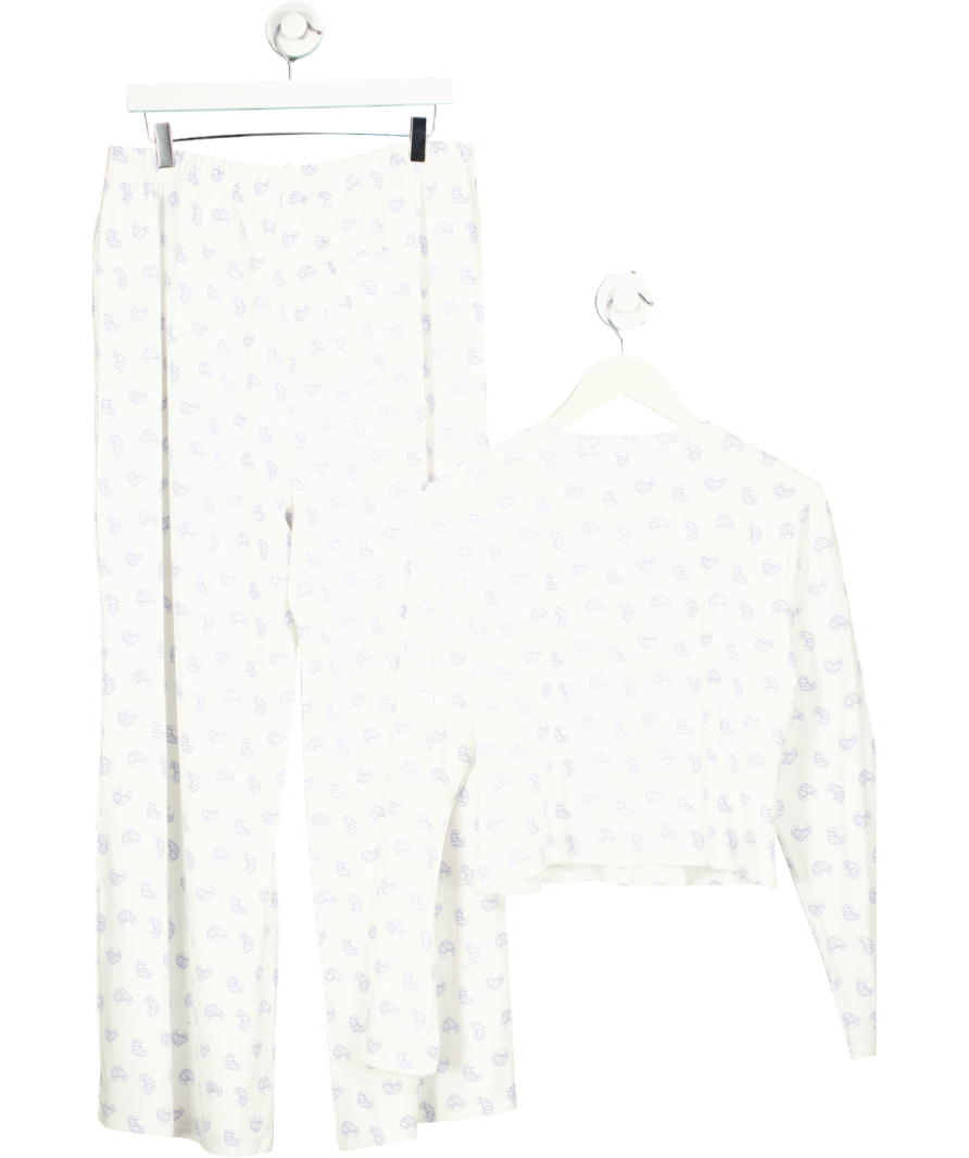 TALA White Croissant Print Pyjama Cardigan And Trousers UK XL