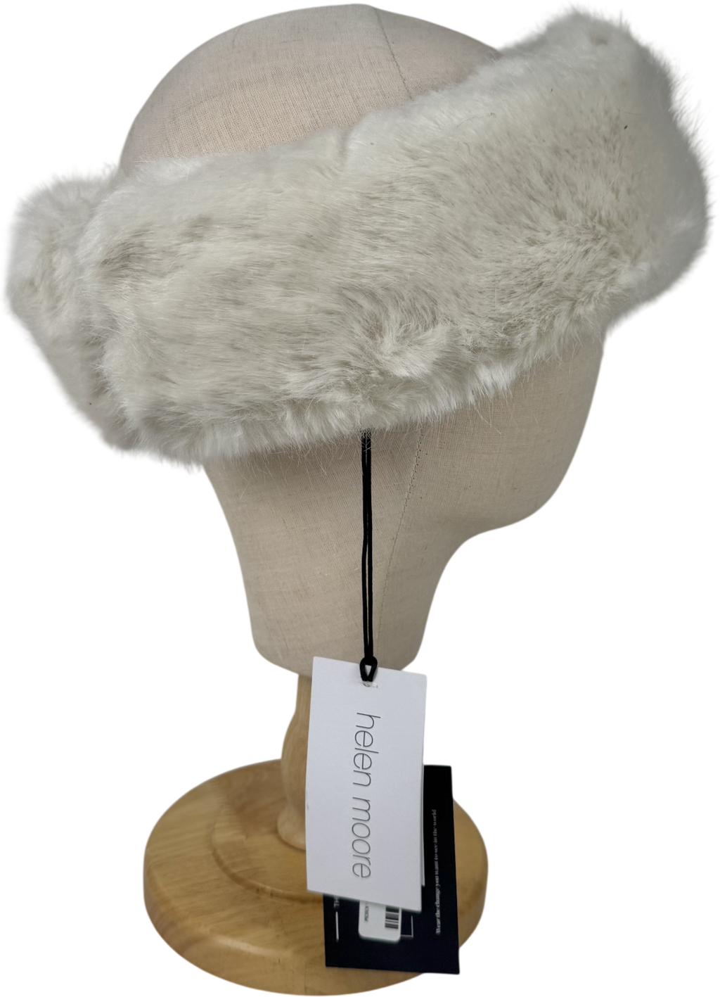 Helen Moore White Faux Fur Huff Headband One Size