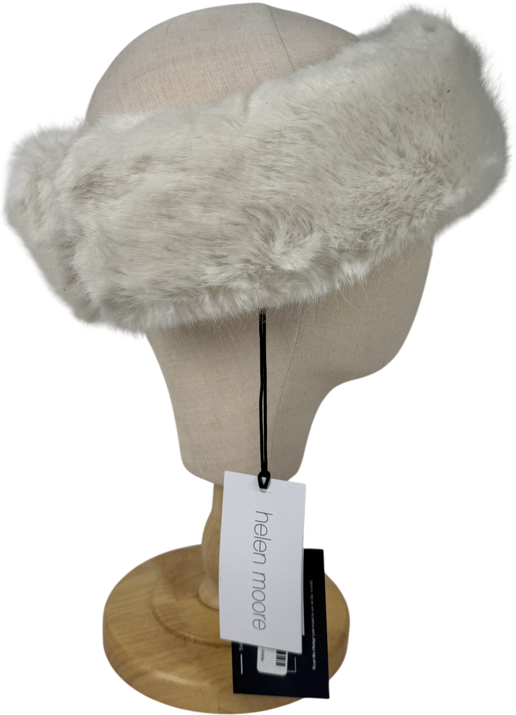 Helen Moore White Faux Fur Huff Headband One Size