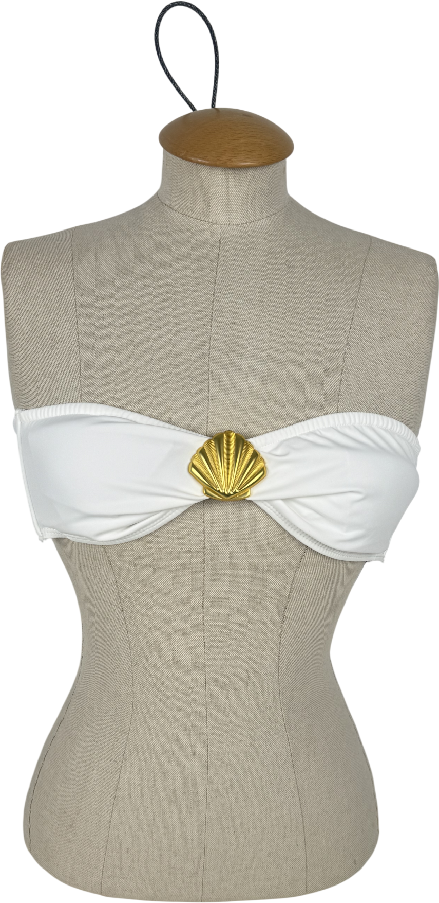 4th & Reckless White Gold Hardware Bandeau Bikini Top UK 8