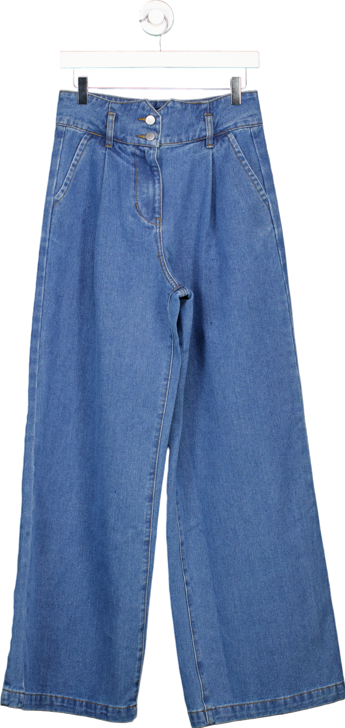 Karen Millen Blue Denim Indigo Wide Leg Trousers UK 10