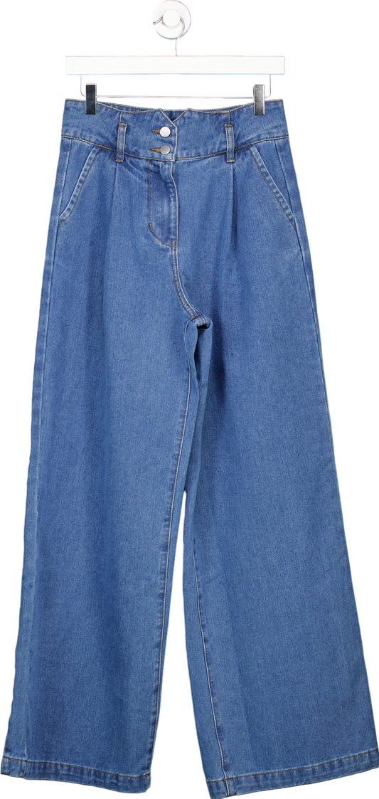 Karen Millen Blue Denim Indigo Wide Leg Trousers UK 10