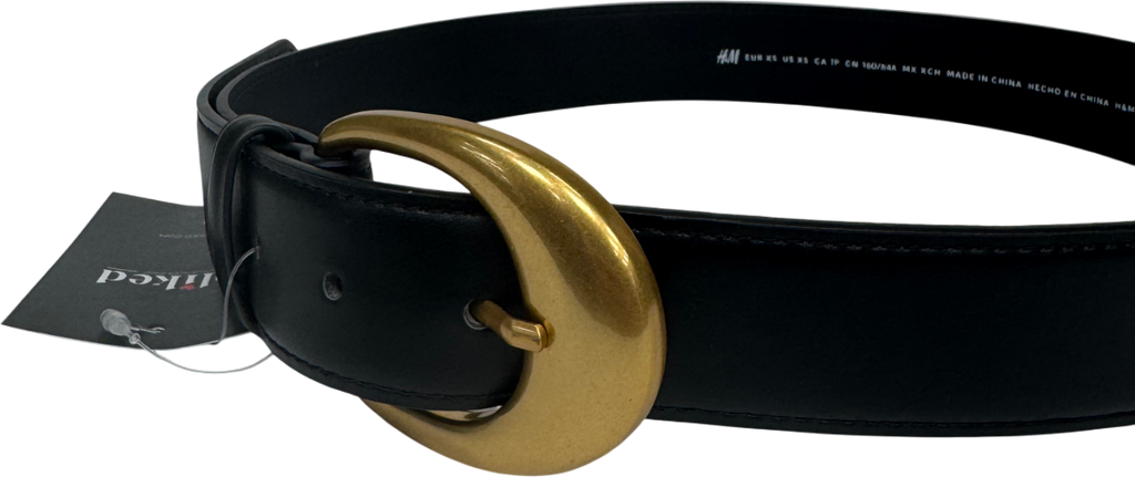 H&M Black Belt with gold buckle UK XS