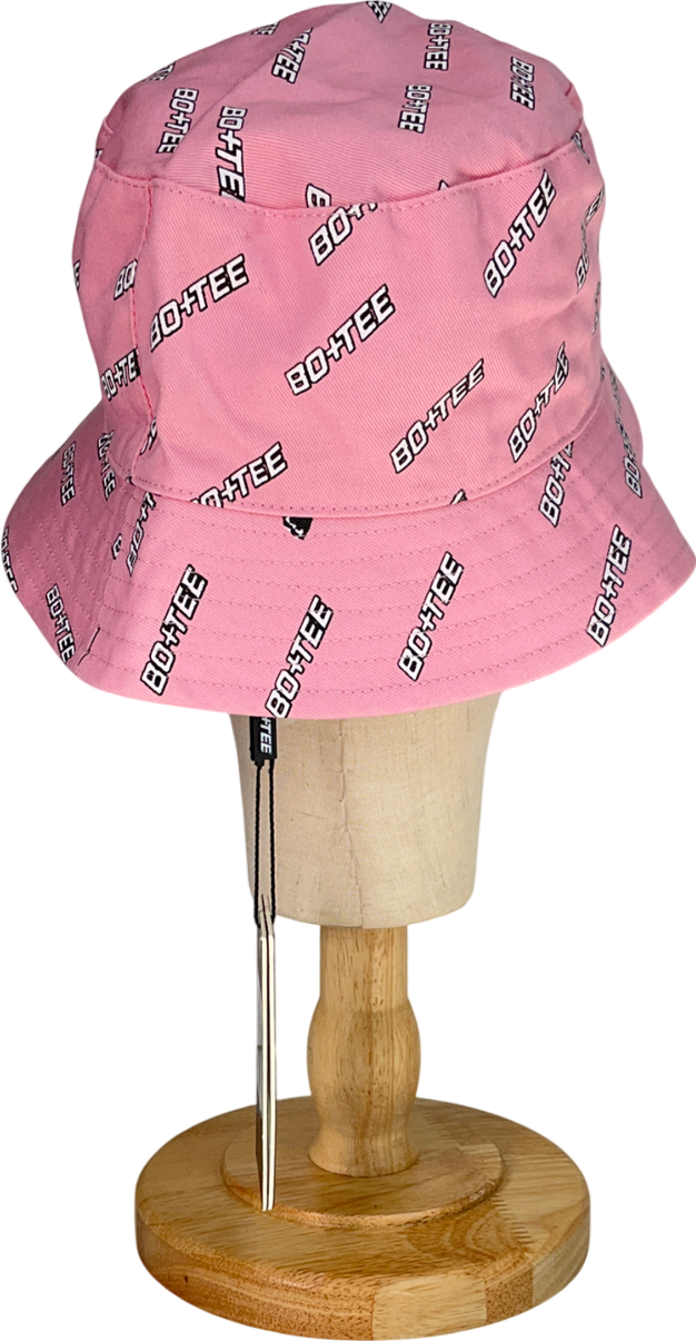 Bo + Tee Pink Logo Printed Bucket Hat One Size