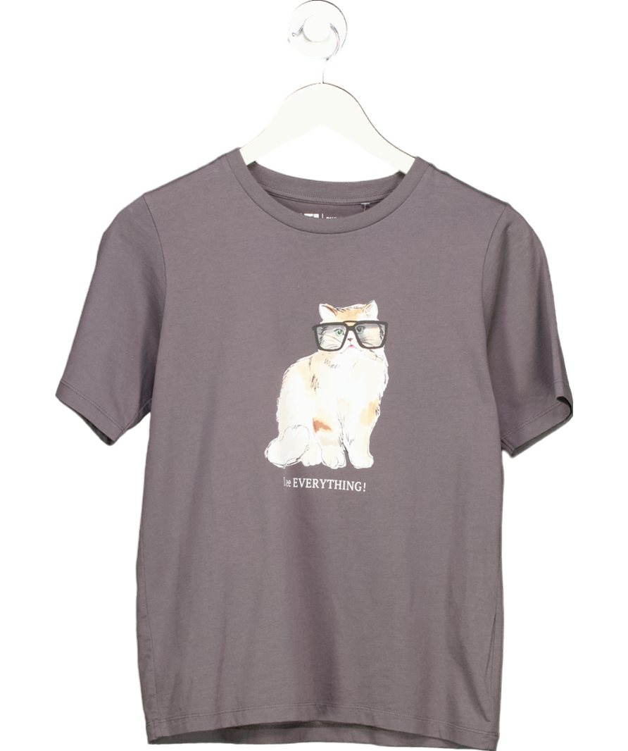 Paul & Joe Grey 'i See Everything' Cat Print Cotton T-shirt UK S