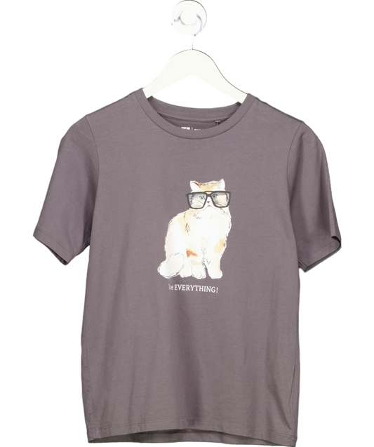 Paul & Joe Grey 'i See Everything' Cat Print Cotton T-shirt UK S