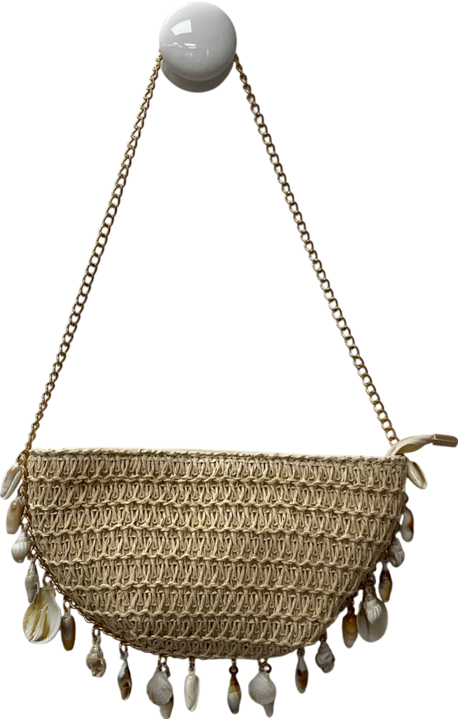 PrettyLittleThing Beige Curved Shell Charm Shoulder Bag