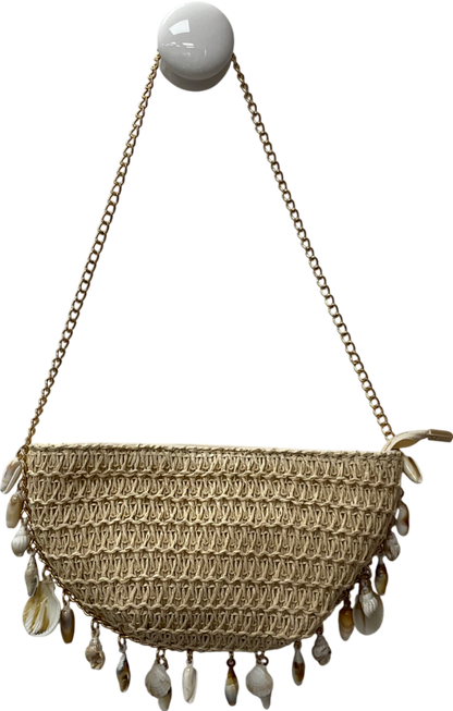 PrettyLittleThing Beige Curved Shell Charm Shoulder Bag