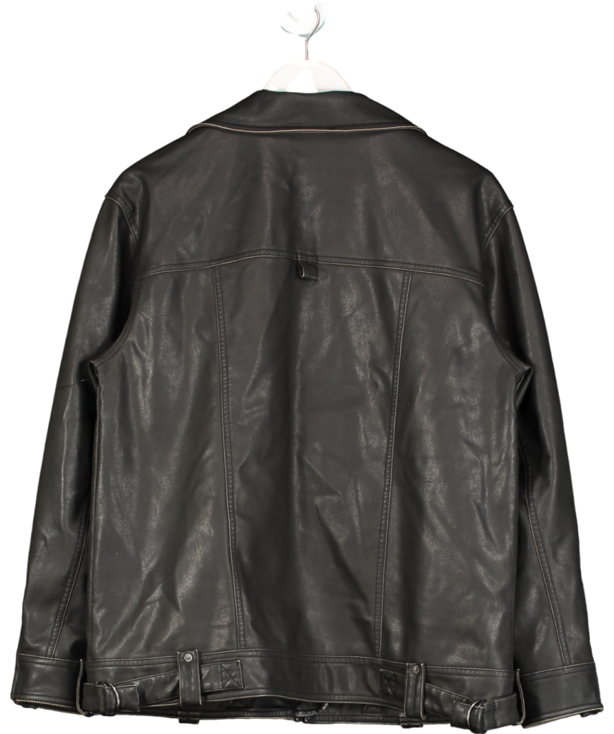 Free People Brown We The Free - Buckle Up Vegan Leather Jacket UK S