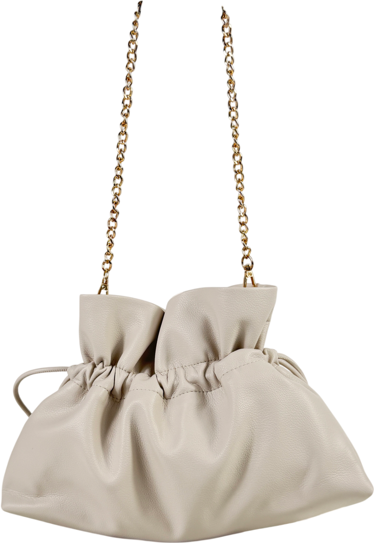 ASOS Cream Ruched Resin Ball Pouch Clutch Bag With Detachable Shoulder Strap In Stone One Size