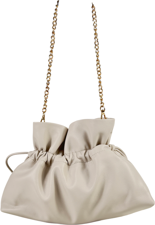 ASOS Cream Ruched Resin Ball Pouch Clutch Bag With Detachable Shoulder Strap In Stone One Size