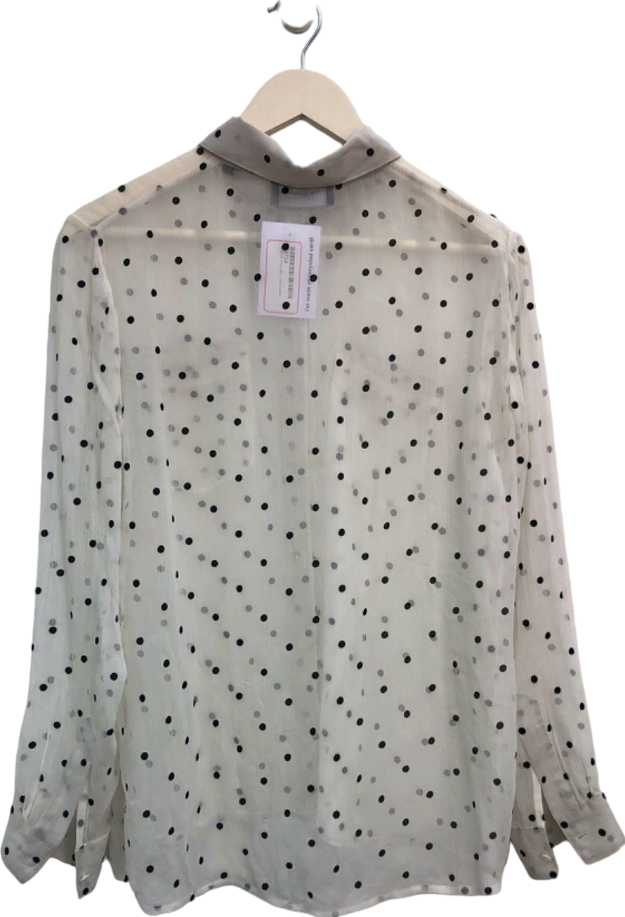 The Kooples Cream Polka Dot Sheer Blouse UK 6