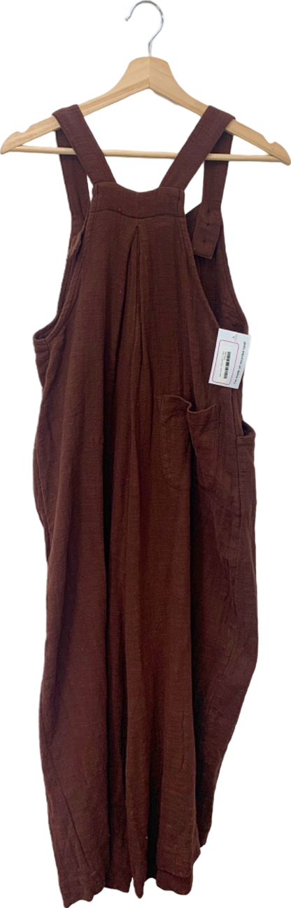 Free People Brown Textured Jumpsuit XS