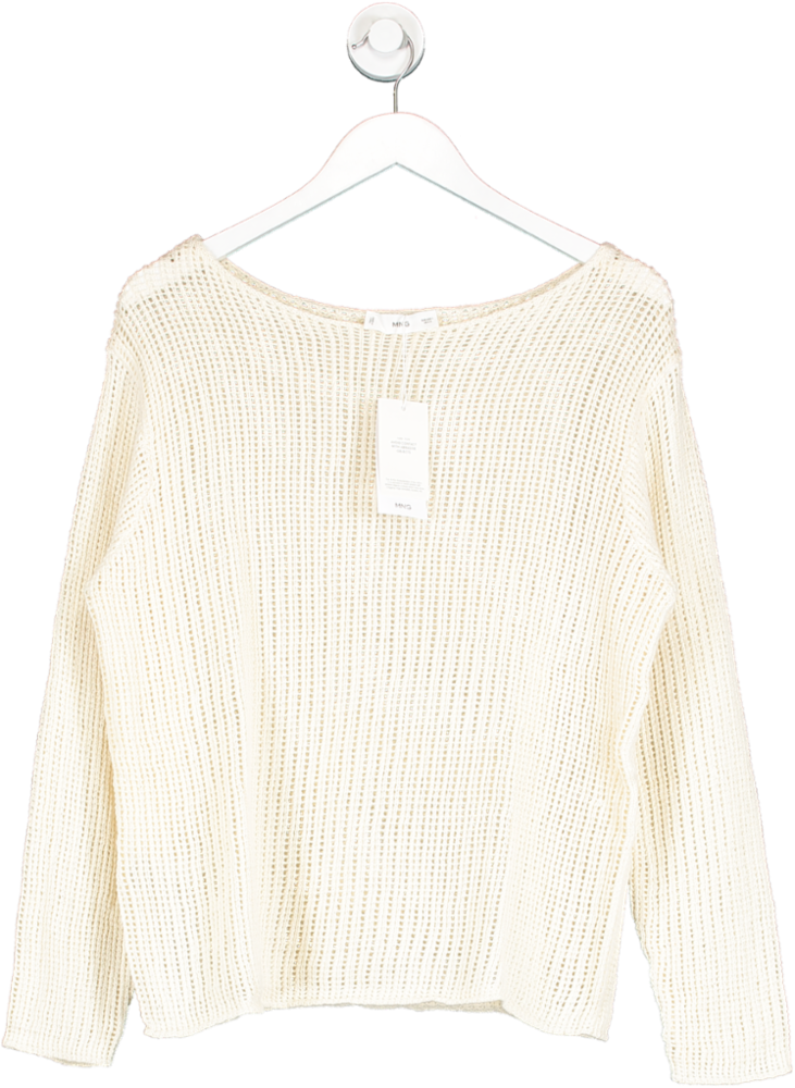 MANGO Cream Boat Neck Knitted Sweater BNWT UK L
