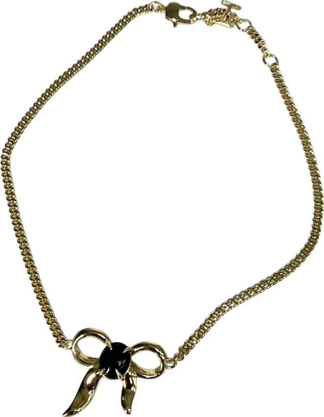 F + H studios Metallic Bow Choker Necklace