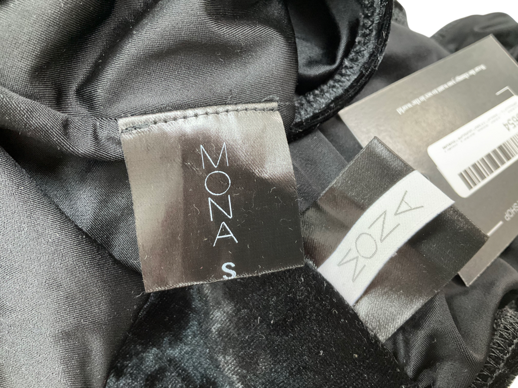 Mona Crushed Black Velvet Bikini UK S