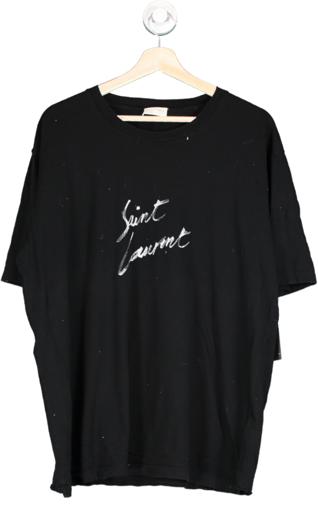 Saint Laurent Black Signature logo T-Shirt XL