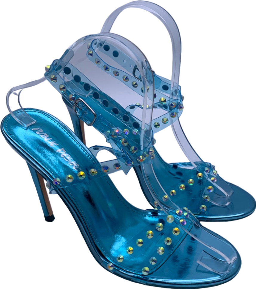 Public Desire Blue Dolly Heeled Sandals UK 6