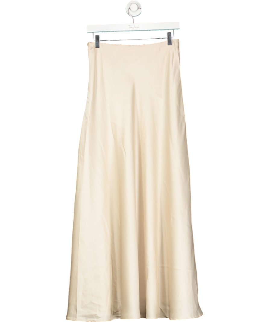 NAKD Beige Mid Waist Maxi Satin Skirt UK 8