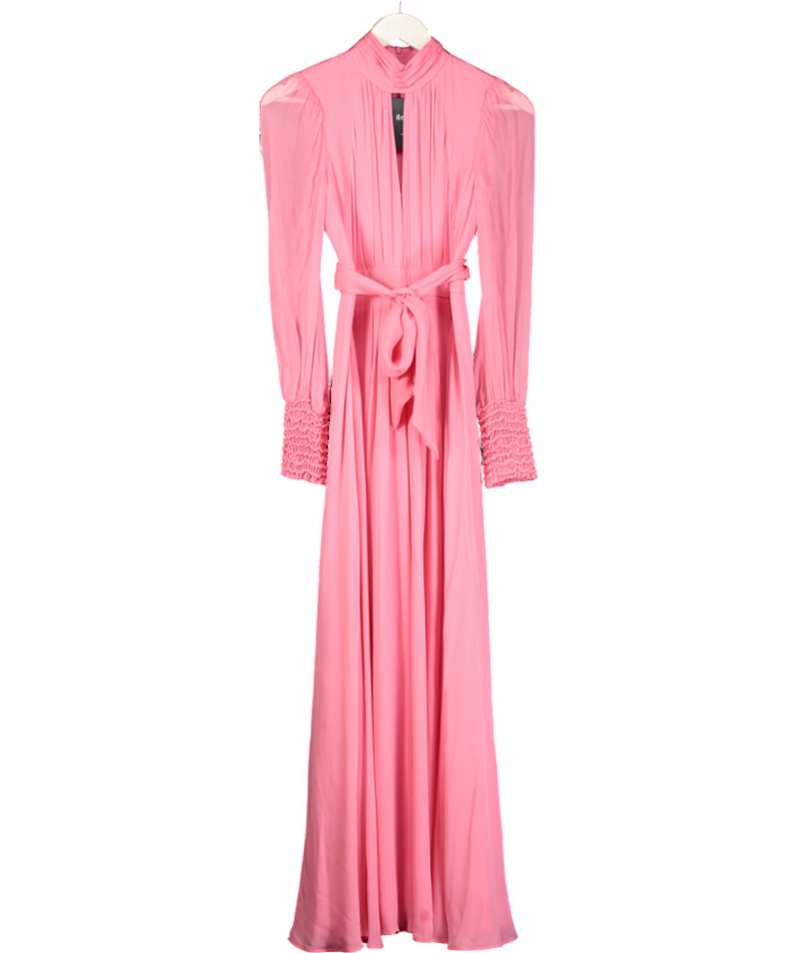 ME+EM Pink Silk Full-length Dress With Belt UK 6