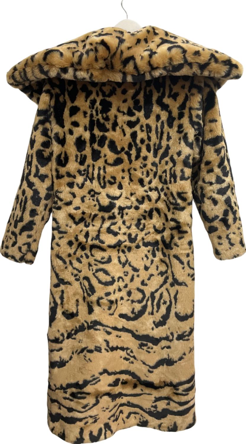 Fashion Nova Brown Glam Life Faux Fur Coat UK S