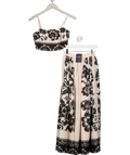 River Island Pink / Black Floral Beach Maxi Skirt And Top Set UK XS