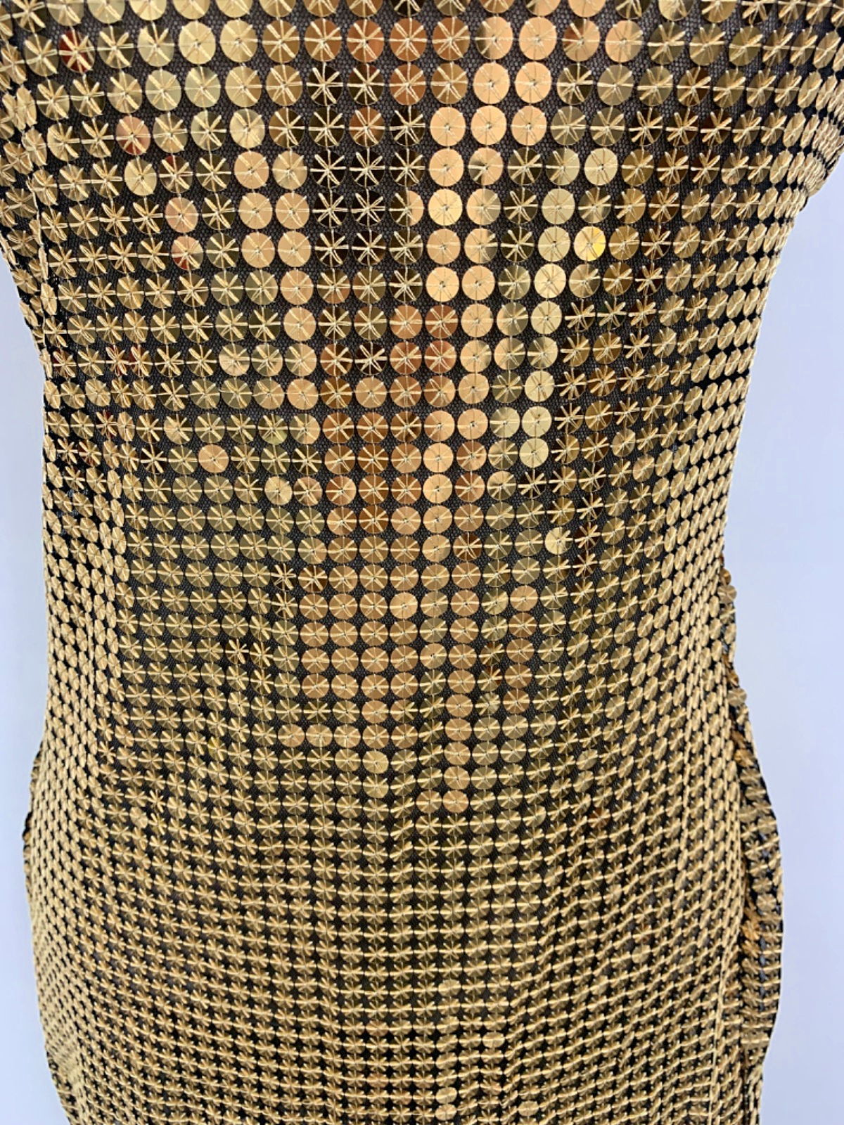 PrettyLittleThing Gold Sequin Bandeau Bodycon Dress UK 8