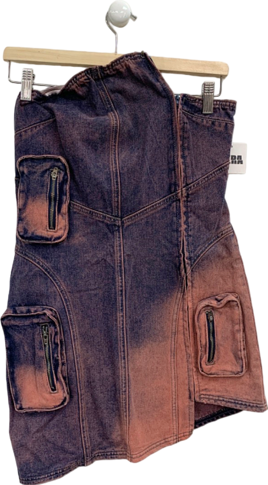 Hera Brown Acid Wash Denim Mini Skirt Kelly Style M