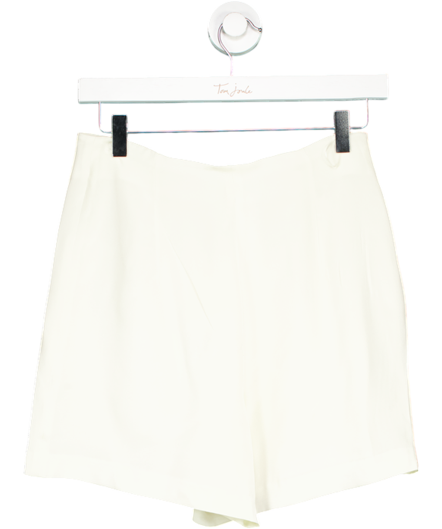 LilySilk White High Waisted Shorts With Button Accents UK 8