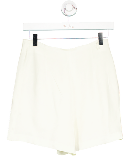 LilySilk White High Waisted Shorts With Button Accents UK 8